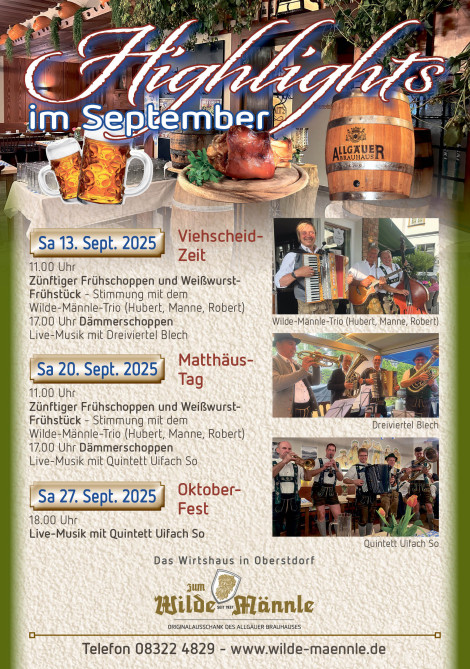 Auf geht’s zum  Oktoberfest im Wirtshaus "Wilde Männle"