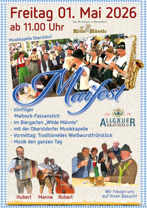 Am 1. Mai 2026 Maifest bei uns im „Wilde Männle“.
